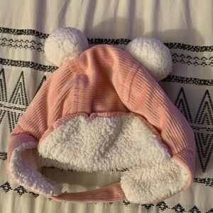 Baby 0-12M Adorable Pink and White Kids Pom-Pom Hat